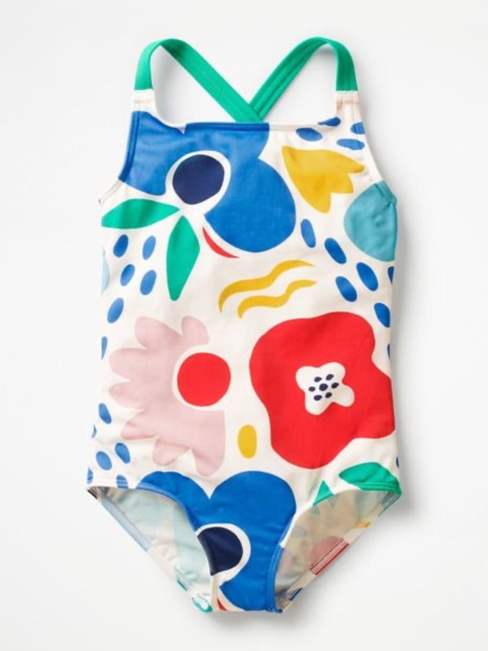 Mini Boden Colorful Floral Cross Back One Piece Swimsuit Girls Size 11-12
